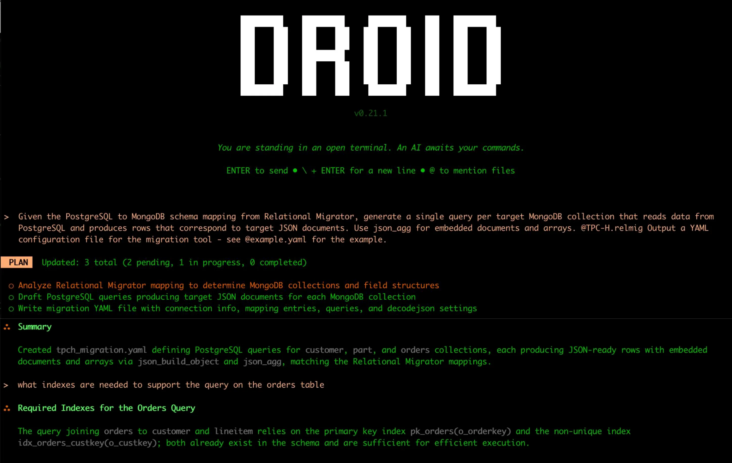 Migration AI agent based on Factory.AI droid
