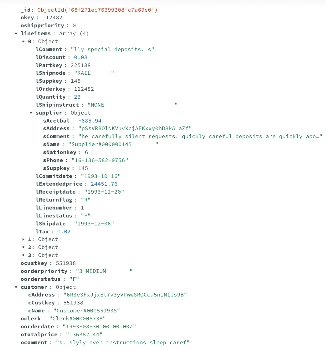 Target order document in MongoDB
